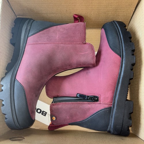 Bogs Holly Zip Leather Women's Casual Boots, Cranberry, W7 - Picture 5 of 11