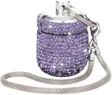 Keychain Pill Holder Bling Small Pill Box for Purse Portable Pill Case Organizer