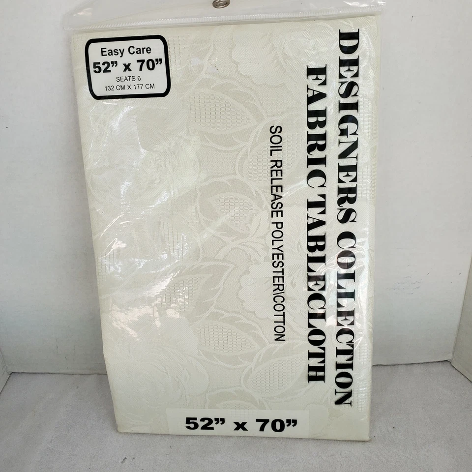 Designers Collection Damask Cloth Tablecloth White 52 X 70 Inches Oblong  - Image 4 of 4