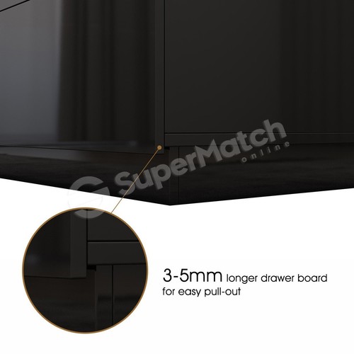 LED Light 4 Drawers High Gloss Coffee Table Storage Living Room Furniture Black - Picture 4 of 8