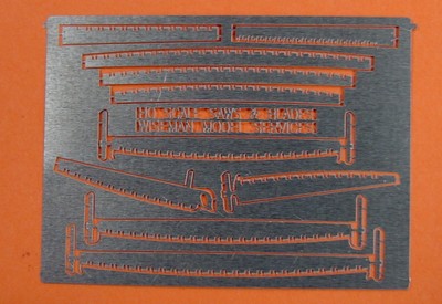 HO/HOn3 LOGGING SAWS & BLADES ETCHING SET WISEMAN MODEL SERVICES HOLS-1