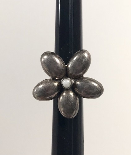 HOB 925 Sterling Silber Ring Blume weißer Stein Mexiko 14 g Gesamtgewicht Größe 8 - Bild 7 von 10