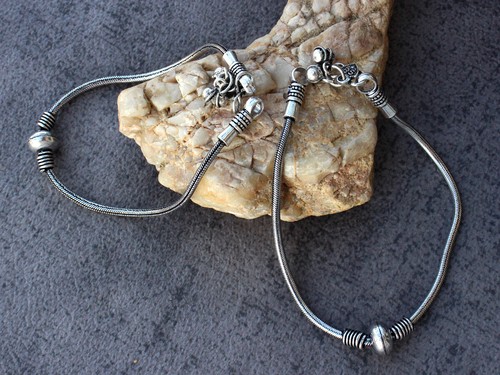 925 Silver Plated Charm Vintage Style Ethnic Anklet Jewelry Size 11" AU P823