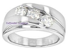 Moissanite Round Gemstones with 925 sterling Silver Band Ring For Men's 977