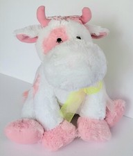 RUSS BERRIE MARIBELL PLUSH COW PASTEL PINK AND WHITE 16" STUFFED ANIMAL