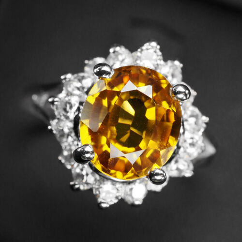 Vibrant Golden Yellow Sapphire Oval 2.80Ct 925 Sterling Silver Handmade Rings