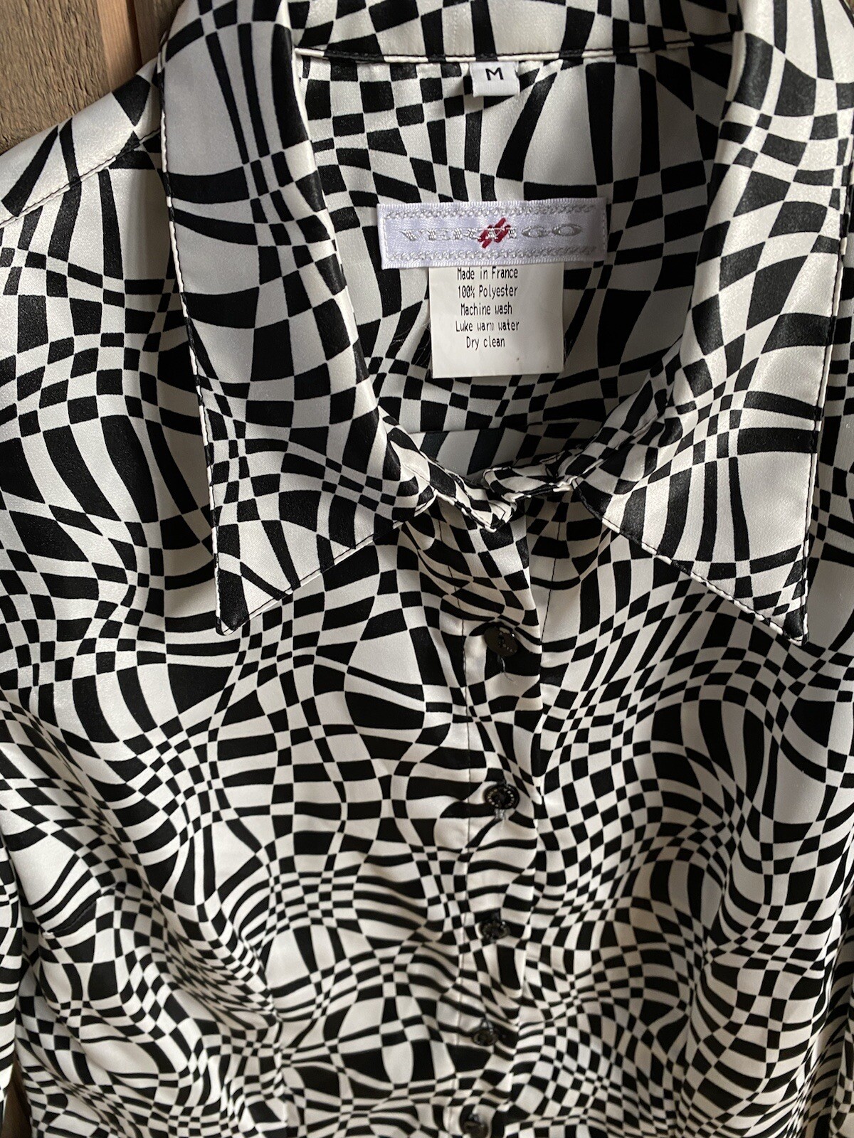 Vertigo Paris Button Down Black White Geometric D… - image 7