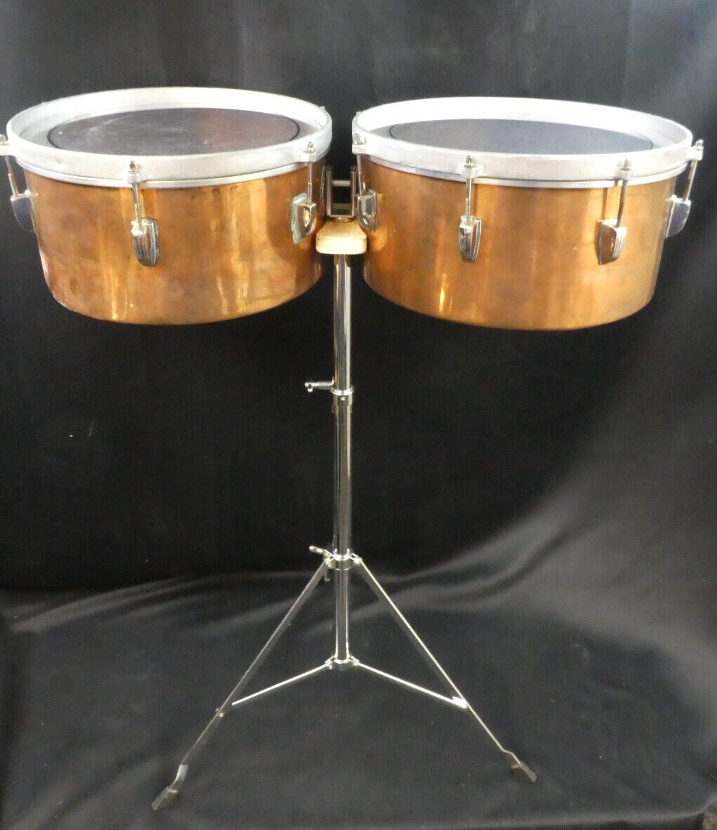 Vintage WFL Ludwig Copper Shell 13" & 14" Timbales w/ Stand eBay