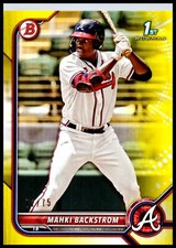2022 Bowman 1st Mahki Backstrom /75 Yellow Refractor #BP-121