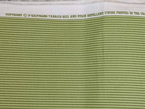 P Kaufmann Outdoor Fabric 2 Yards Green Stripe Soil & Stain Repellant - Picture 4 of 4