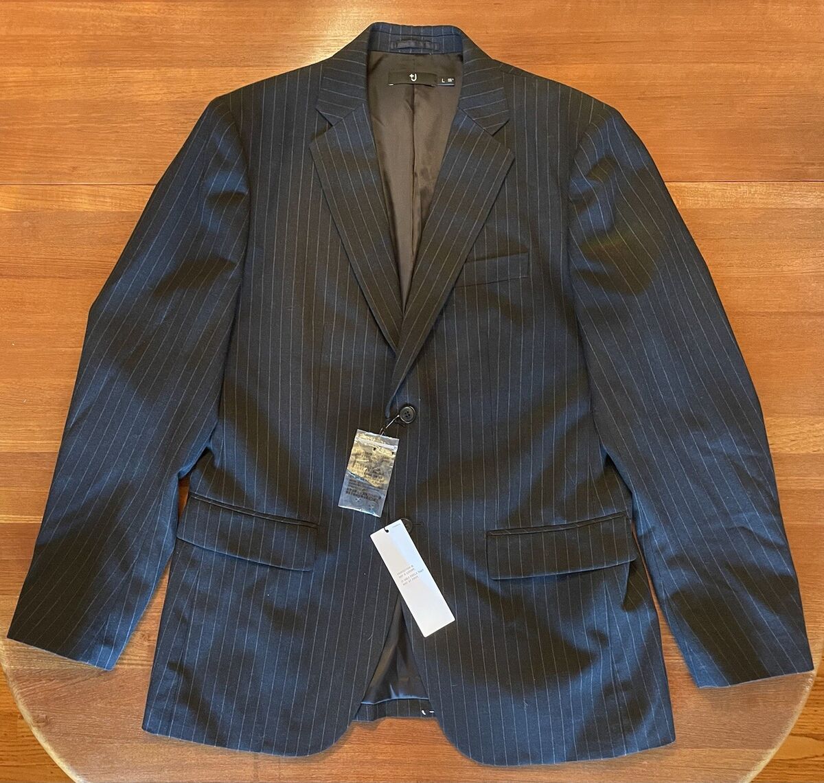 NWT Uniqlo Jil Sander Black Striped Suit Jacket Wool Poly NWT Uniqlo Jil Sander Black Striped Suit Jacket Wool Poly