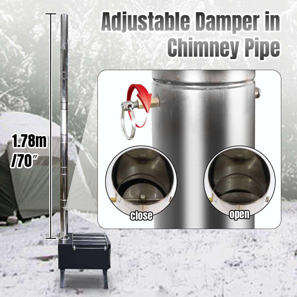 Portable Wood Burning Stove Outdoor Hiking Camping Tent Stove w/Chimney  Pipes | eBay