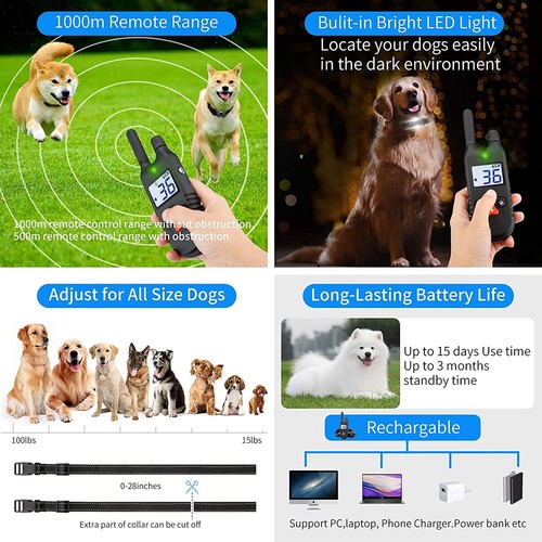 1000M Elektroschock Pet Dog Training E-Halsband Anti-Bark Obedience Stromschlag - Bild 13 von 20