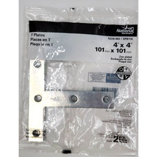 National N226-662 T Plates 4" By 4" By 0.07" Zinc Plated Steel Bracket 2 Pack
