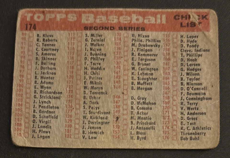 Tarjeta del equipo 1958 Topps Athletics #174 Billy Martin Vic Power Hal Smith B Hunter PR Foto 2 de 2