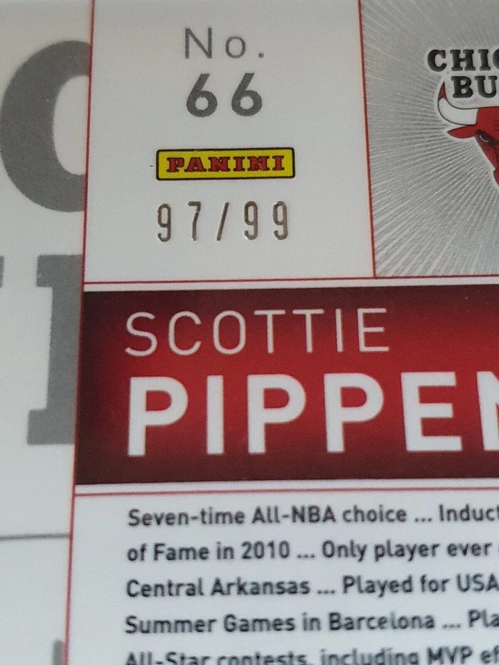 Camiseta deportiva troquelada Scottie Pippen 2014 totalmente certificada #parche púrpura/99 usada en juegos Foto 3 de 4