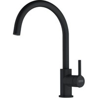Franke Messing Hochdruck Armatur, Wasserhahn Lina J Festauslauf Black Matt Seite