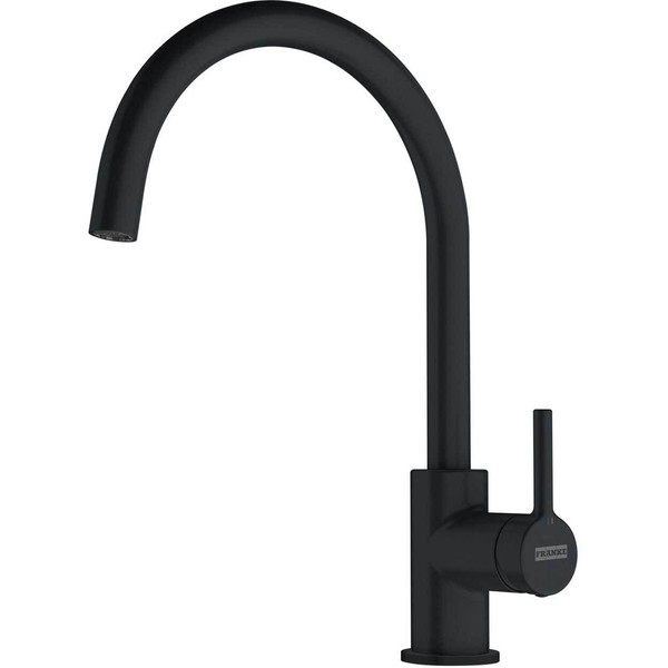 Franke Messing Hochdruck Armatur, Wasserhahn Lina J Festauslauf Black Matt Seite-image