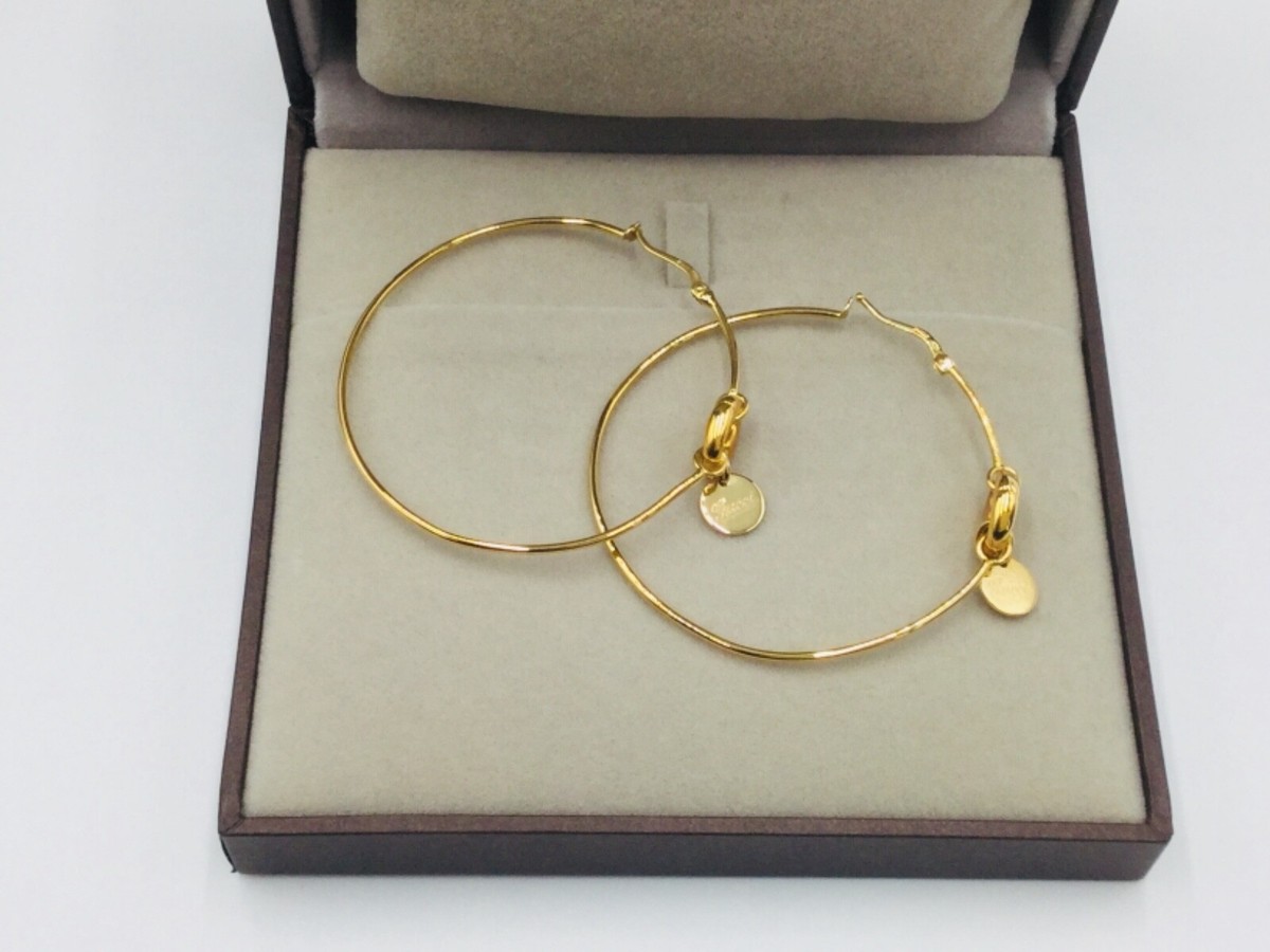 NEW GUCCI 18K/750 Bamboo Yellow Gold Large 2” Hoop Earrings