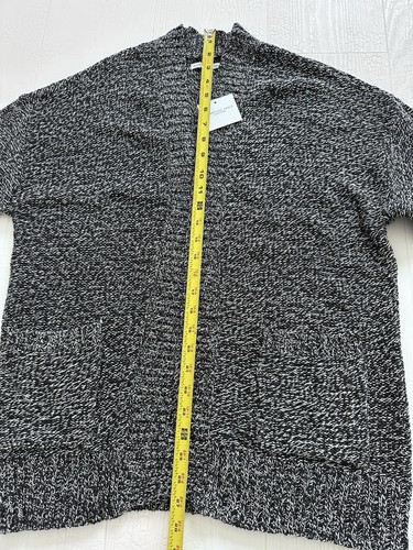 American Eagle Cardigan Women's Small Black Whit Knit Open Front Sweater - Picture 6 of 8