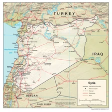 Syria Physical Geography Geographic Physiographic Map Country Nation Print