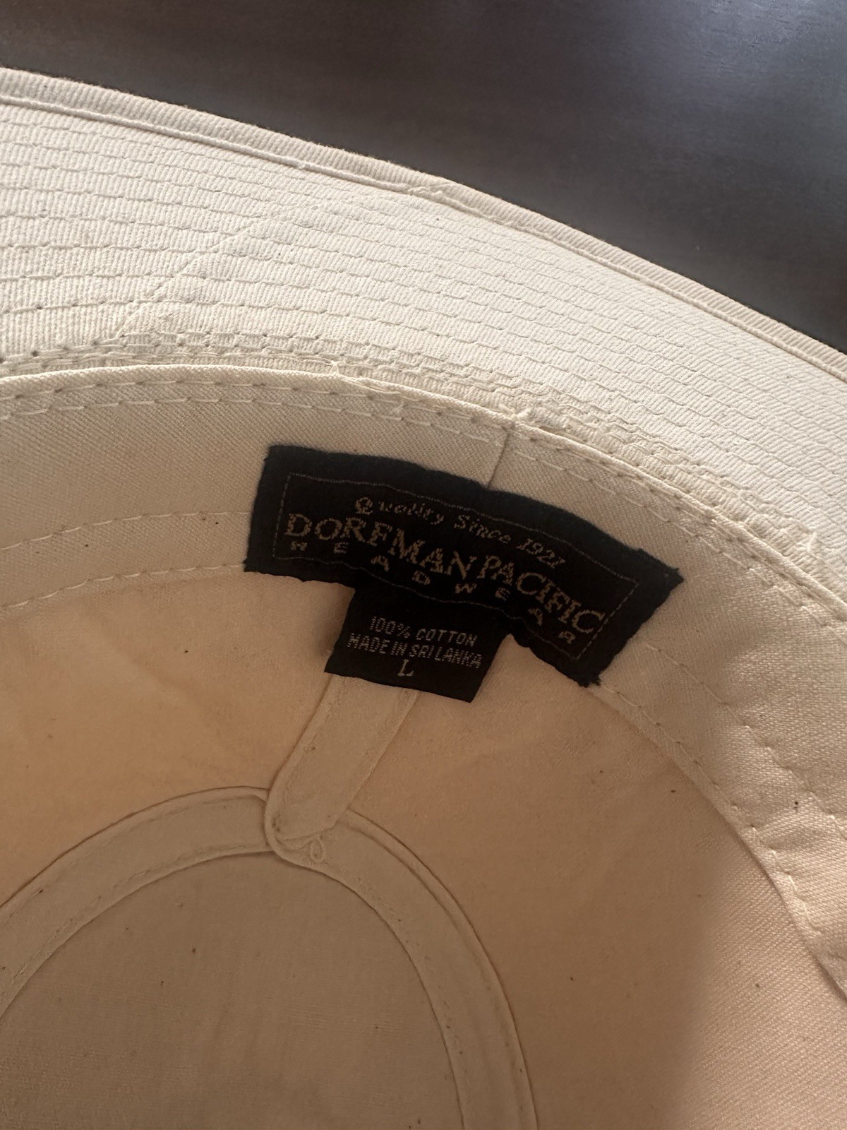Dorfman Pacific Headwear Bucket Hat 100% Cotton, Size L, Tan. Vintage.