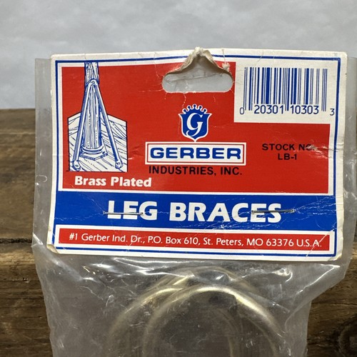 Vintage Mid Century Gerber Furniture Metal Leg Braces For Wood Metal Legs Brass - Picture 6 of 7