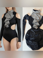Kelle solo leotard black plaid suit menswear inspired MA-Medium adult
