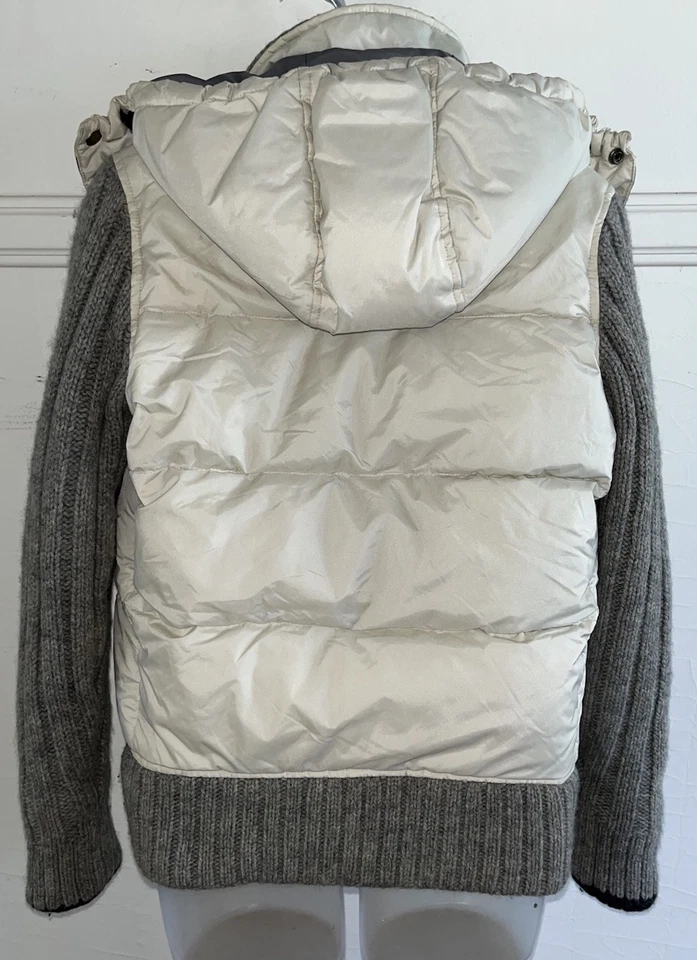 Chaqueta acolchada con capucha Energie Miss Sixty gris marfil plumón y lana tejido brazos S Foto 4 de 4