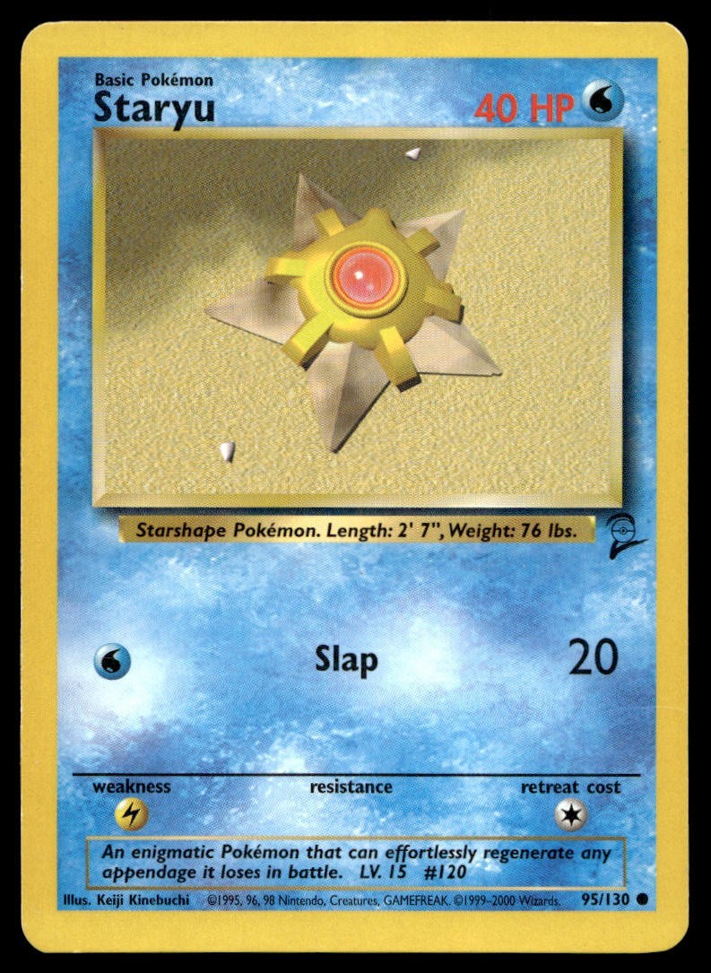 Staryu 95/130 Pokemon Card Base Set 2  Common 40 HP Lightly Played IQ