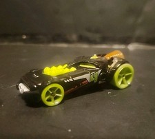 2007 Mattel Hot Wheels Rocket Fire Car Black Green Trim Race Car