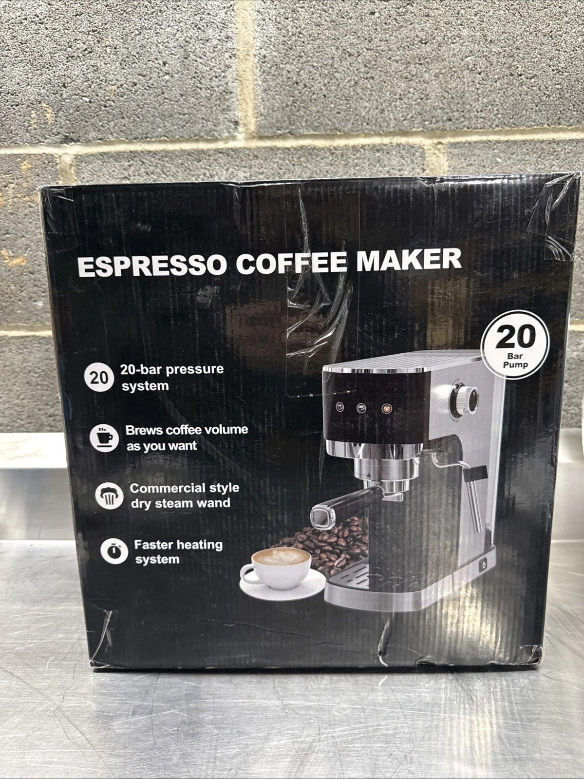 WHALL Touchscreen Espresso Machine 20 Bar w/ Milk Frother Stainless NEW