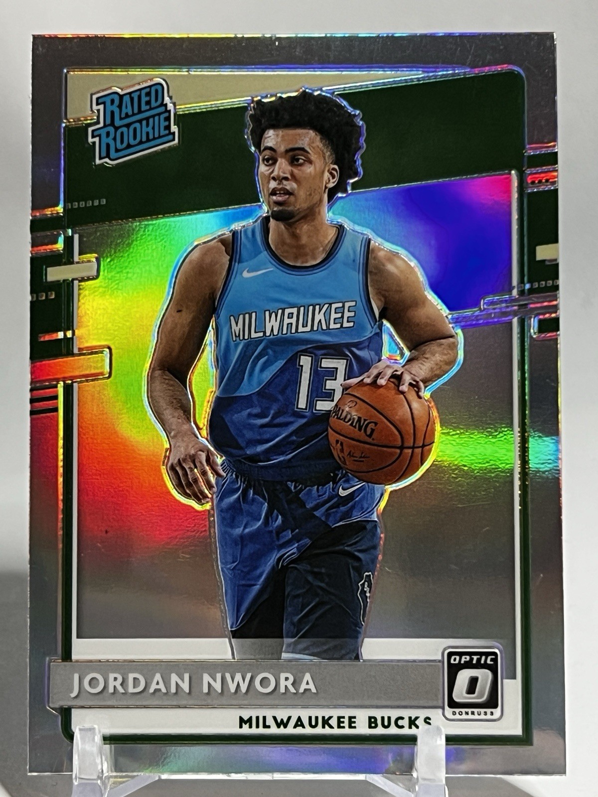 Jordan Nwora Rated Rookie Holo Prizm 2020-21 Panini Donruss Optic #189 Bucks
