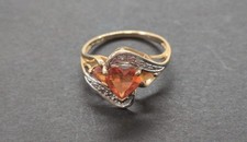 10 Karat Vintage Gelbgold Ring orange Saphir/...