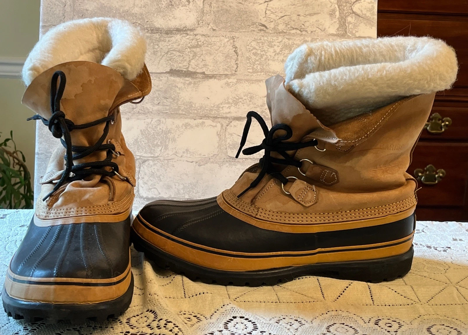 MADE IN CANADA Sorel Kaufman Caribou Waterproof Leather & Wool Boots Size 12