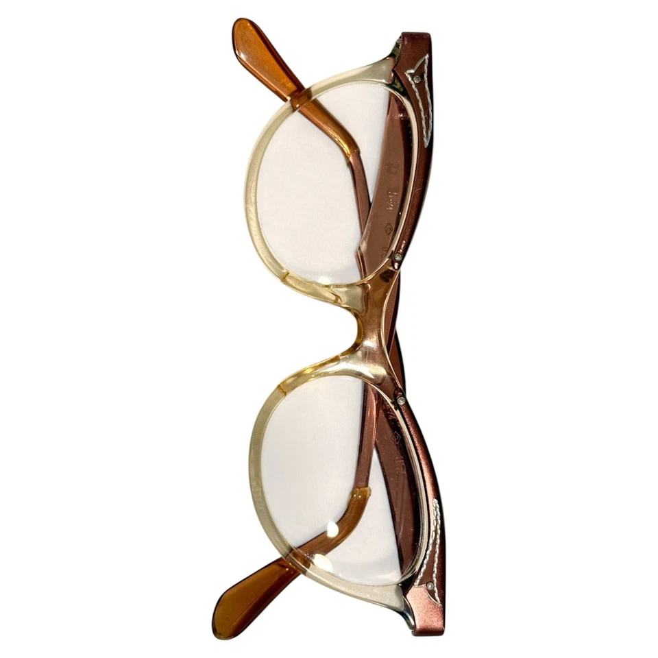 Gafas ópticas vintage metálicas rosa gato para mujer con esquinas grabadas años 50 Foto 3 de 4