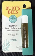 Burt's Bees Herbal Blemish Stick, Tea Tree Oil BHA Spot Treatment FREE FAST SHIP