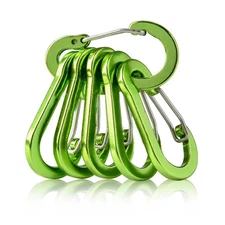 6Pcs Outdoor Carabiner Keychain D Shape Carabiner Spring Snap Clip Multifunction