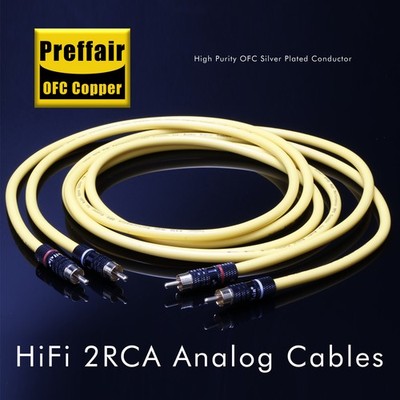 HiFi Audio RCA Cable Silver Plated Interconnect Cord with Gold Plated Plug NEW