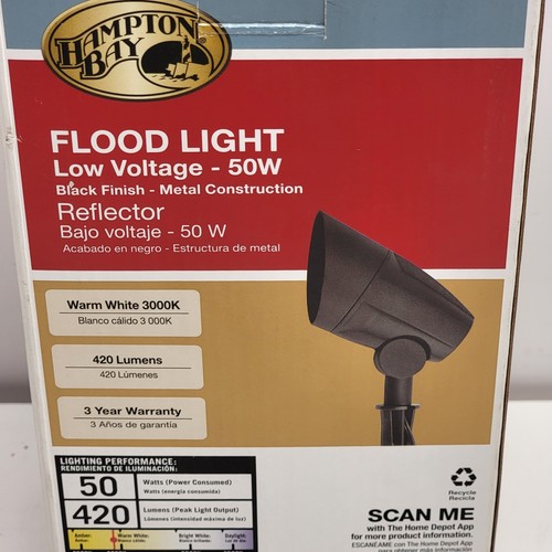 NEW - Hampton Bay Black Low Voltage Halogen Flood Light 50W 1003 111 651 - Picture 7 of 24