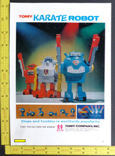 RARE Vtg 1970 color DEALER Ad - TOMY Karate Robot Japan Space Toy