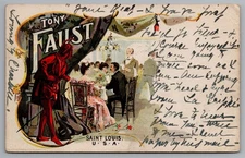 Vintage Tony Faust Saint Louis MO Postcard 1905 Antique Red Devil Art