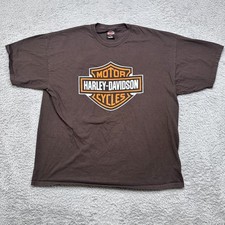 Harley Davidson Shirt Mens 2XL Brown Short Sleeve Spell Out Chicago