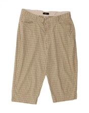 LEE Womens High Waist Straight Capri Trousers US 16 XL W34 L18 Green Check UD07