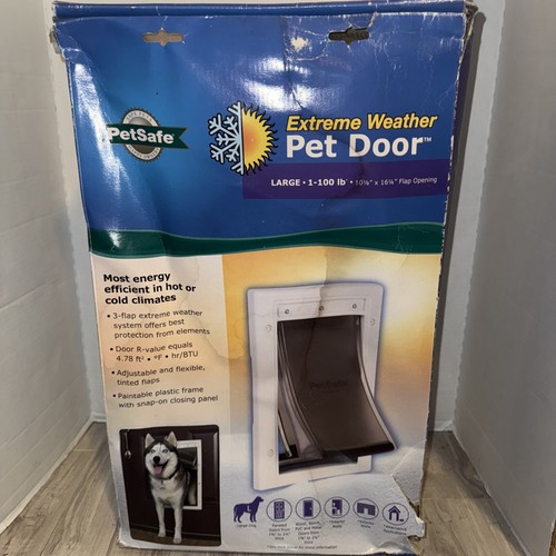 Professional Petsafe Extreme Weather Pet Door 3 Flap - White Size Large