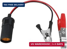 12 Inch Cigarette Lighter Extension Cord, 12V Car Battery Clamp-on Extension Cha