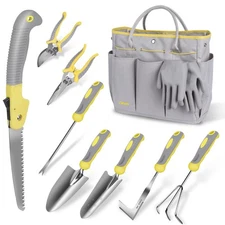 Garden Tool Set, Carsolt 10 Piece Stainless Steel Heavy Duty Gardening Tool S...