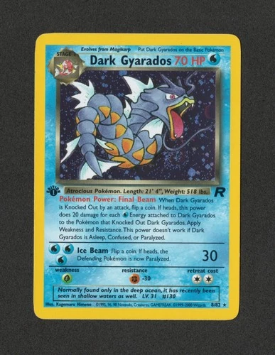 1st Edition Dark Gyarados Holo #8/82 Team Rocket Pokémon Card NM *SWIRL*