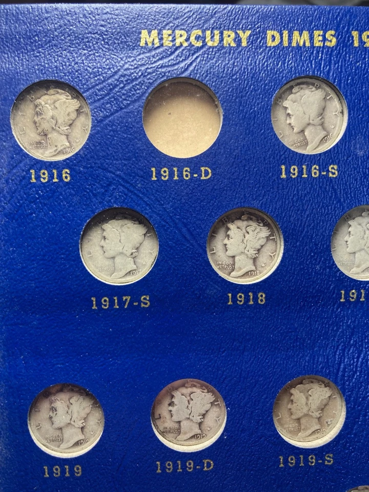 Colección Mercury Dime 1916-1945 conjunto casi completo 76 monedas (-16-D) conjunto #19 Foto 2 de 4