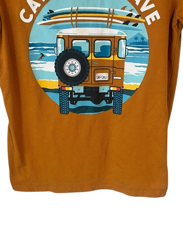 Old Navy T-Shirt Youth Size L (10-12) Mustard Surfing Beach Graphics Tee - Picture 4 of 7